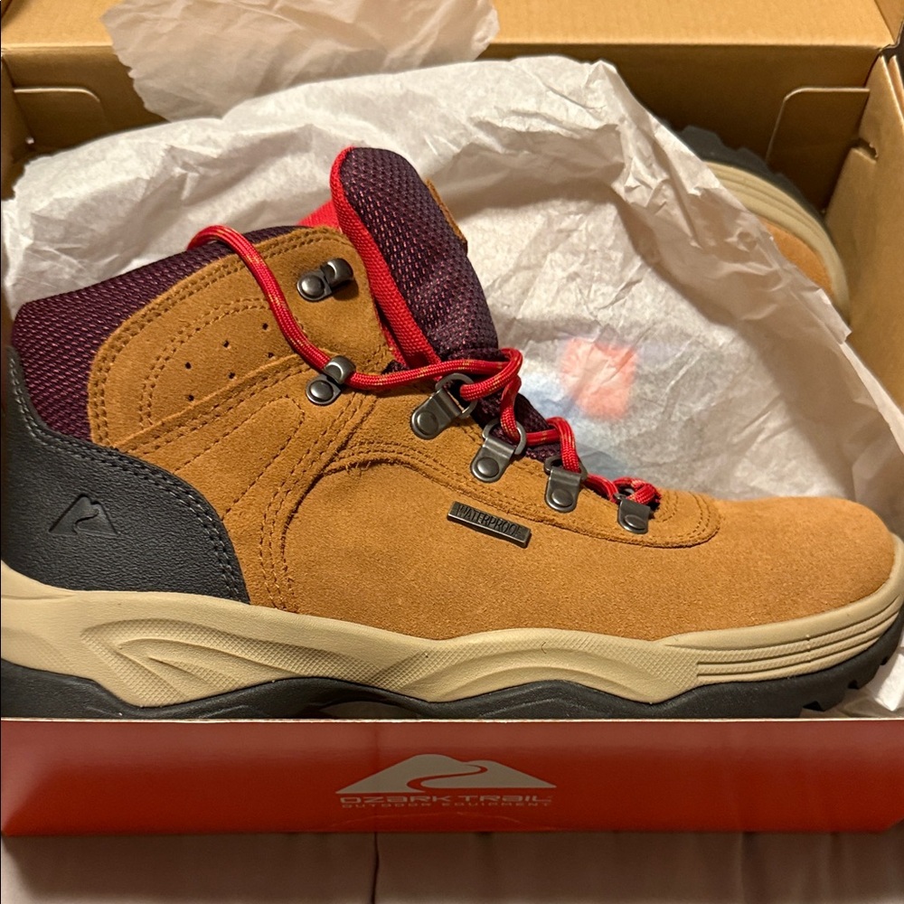 Timberland Tan and Red Hiking Boots